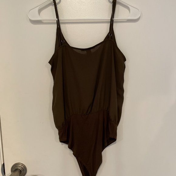 Forever21 Olive Chiffon Bodysuit - Picture 4 of 4